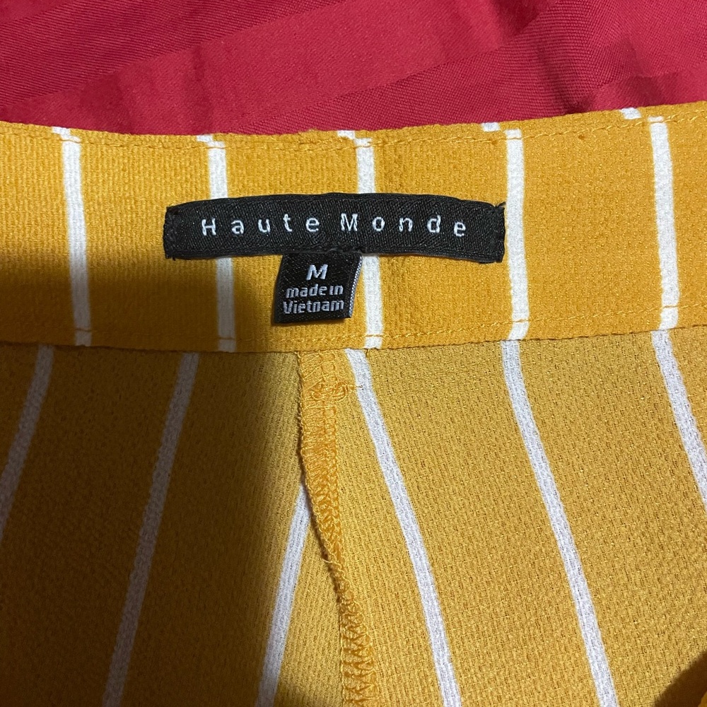 Haute Monde Mustard and White Striped Skirt